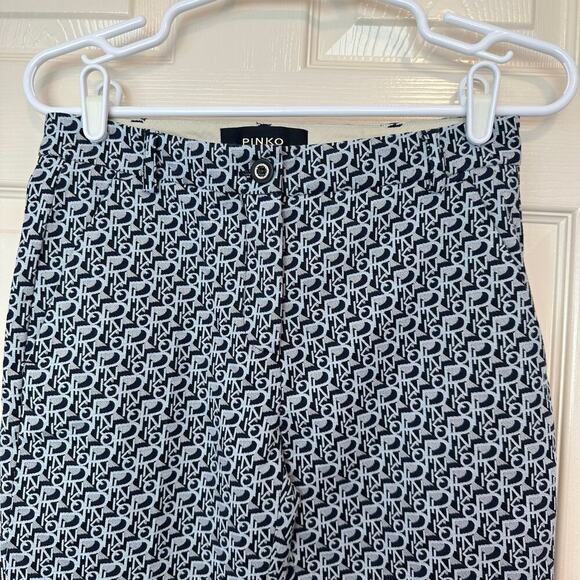 Pinko Bello 130 Div Pantalone Jacquard Monogram Logo Stretch Trouser Size 2 - Picture 3 of 10